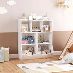 Meuble de Rangement Blanc pour Jouets, Étagère à Livres 3 Niveaux pour Enfants avec Organiseur à Casiers, Compartiments Ouverts et Bacs Inclinables pour Chambre ou Salle de Jeux
