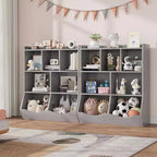 Meuble de Rangement Blanc pour Jouets, Étagère à Livres 3 Niveaux pour Enfants avec Organiseur à Casiers, Compartiments Ouverts et Bacs Inclinables pour Chambre ou Salle de Jeux