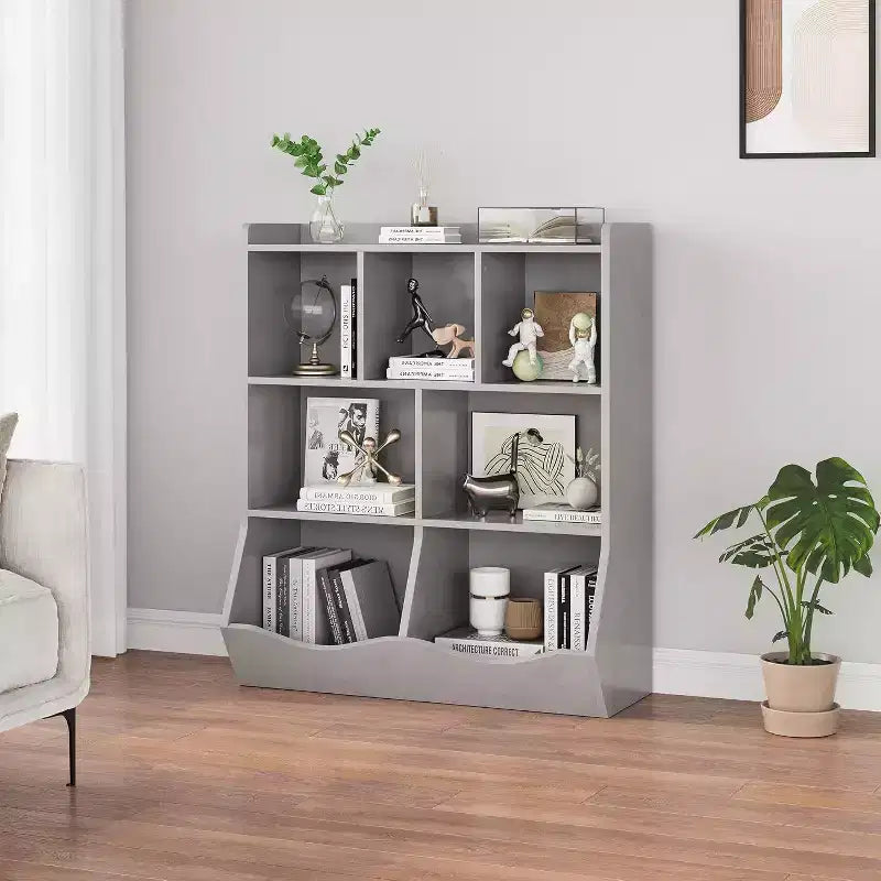 Meuble de Rangement Blanc pour Jouets, Étagère à Livres 3 Niveaux pour Enfants avec Organiseur à Casiers, Compartiments Ouverts et Bacs Inclinables pour Chambre ou Salle de Jeux