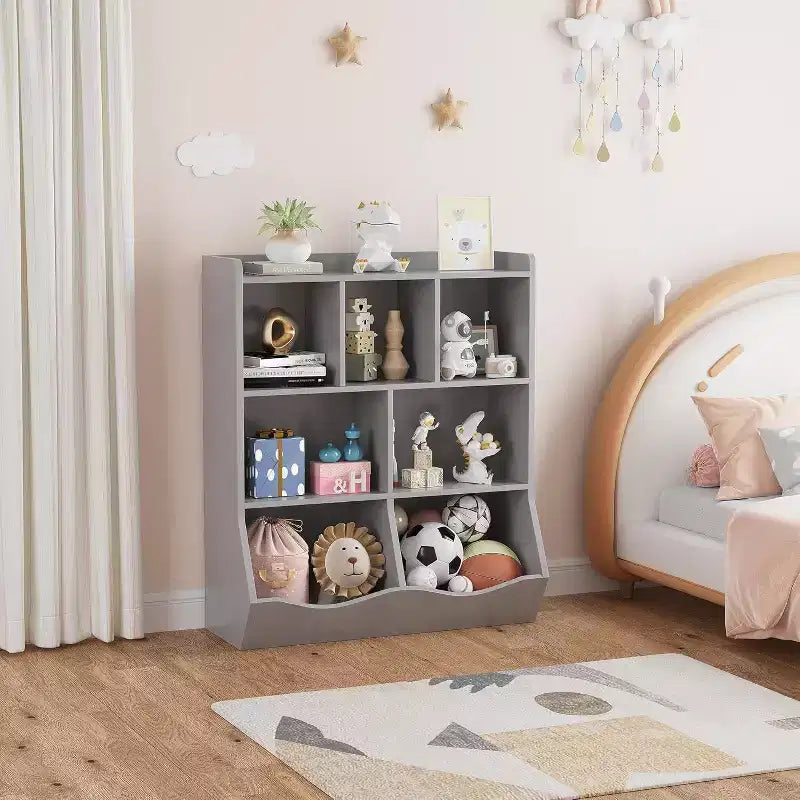 Meuble de Rangement Blanc pour Jouets, Étagère à Livres 3 Niveaux pour Enfants avec Organiseur à Casiers, Compartiments Ouverts et Bacs Inclinables pour Chambre ou Salle de Jeux