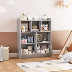 Meuble de Rangement Blanc pour Jouets, Étagère à Livres 3 Niveaux pour Enfants avec Organiseur à Casiers, Compartiments Ouverts et Bacs Inclinables pour Chambre ou Salle de Jeux