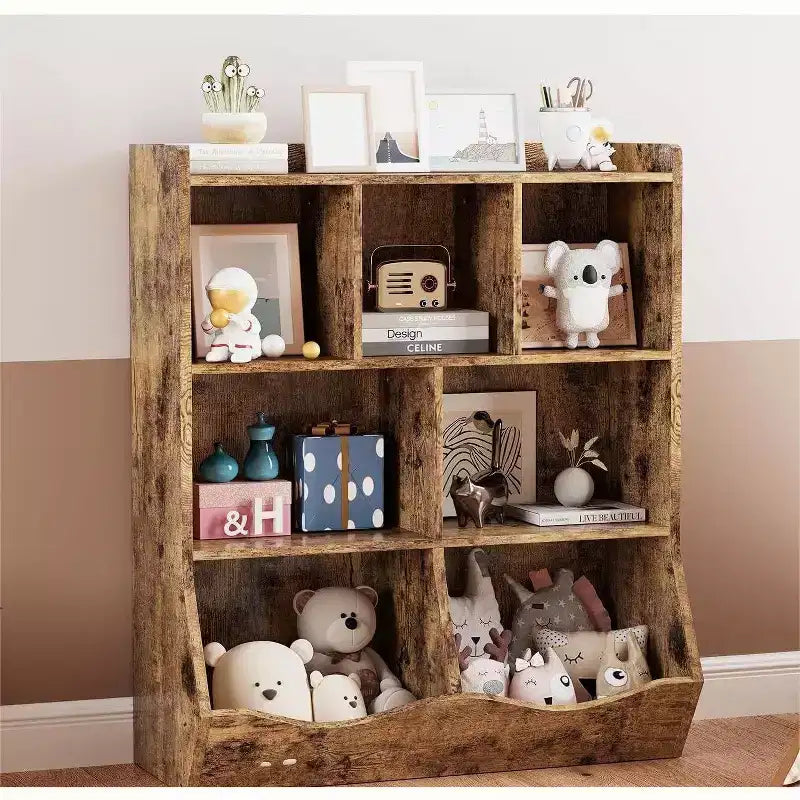 Meuble de Rangement Blanc pour Jouets, Étagère à Livres 3 Niveaux pour Enfants avec Organiseur à Casiers, Compartiments Ouverts et Bacs Inclinables pour Chambre ou Salle de Jeux