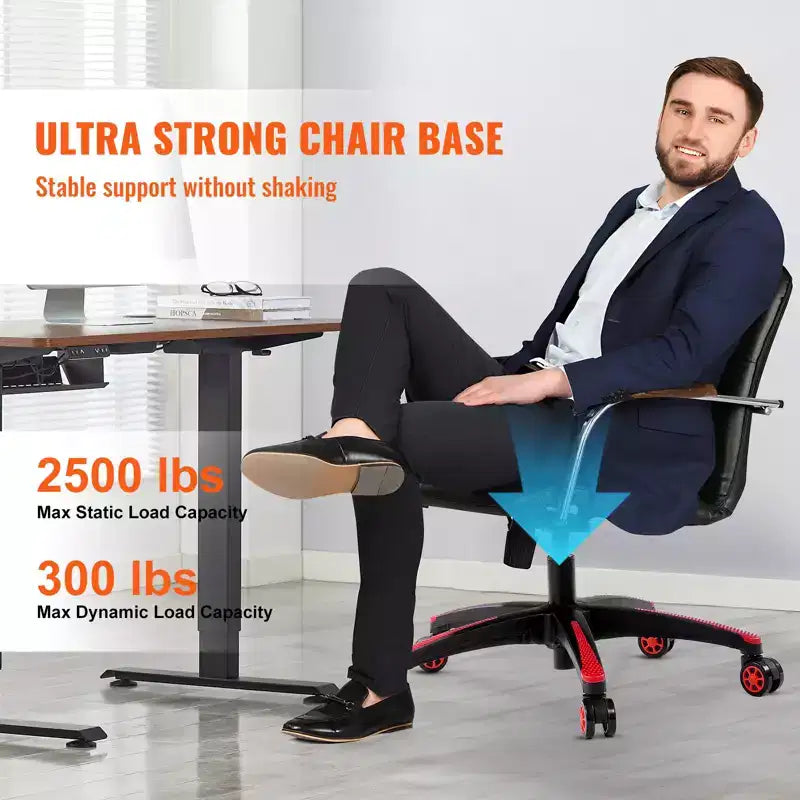 Remplacement de base de chaise de bureau, 28 po, charge statique de 2500 lb, pièce de base universelle robuste pour chaise de bureau d'ordinateur, noir + rouge