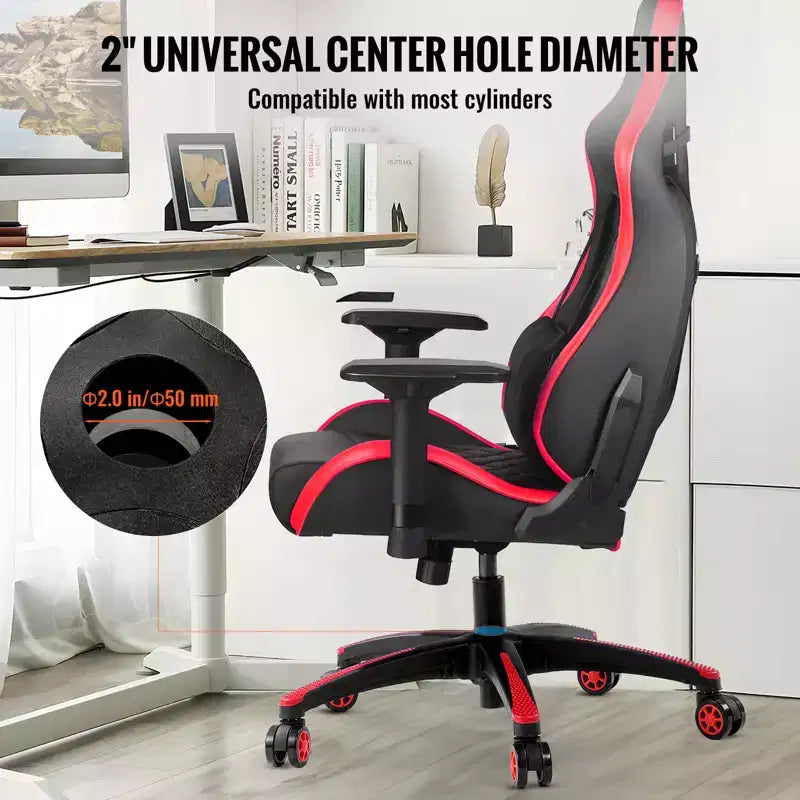 Remplacement de base de chaise de bureau, 28 po, charge statique de 2500 lb, pièce de base universelle robuste pour chaise de bureau d'ordinateur, noir + rouge