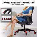 Remplacement de base de chaise de bureau, 28 po, charge statique de 2500 lb, pièce de base universelle robuste pour chaise de bureau d'ordinateur, noir + rouge