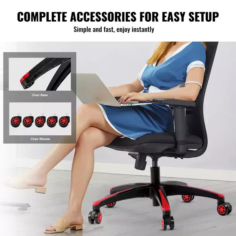 Remplacement de base de chaise de bureau, 28 po, charge statique de 2500 lb, pièce de base universelle robuste pour chaise de bureau d'ordinateur, noir + rouge