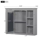 Armoire à pharmacie de 35'' x 27,5'', meuble de rangement mural pour salle de bain, armoire murale de salle de bain moderne avec miroir, armoire miroir avec 6 étagères ouvertes