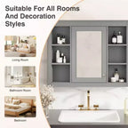 Armoire à pharmacie de 35'' x 27,5'', meuble de rangement mural pour salle de bain, armoire murale de salle de bain moderne avec miroir, armoire miroir avec 6 étagères ouvertes