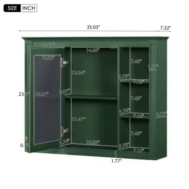 Armoire à pharmacie de 35'' x 27,5'', meuble de rangement mural pour salle de bain, armoire murale de salle de bain moderne avec miroir, armoire miroir avec 6 étagères ouvertes