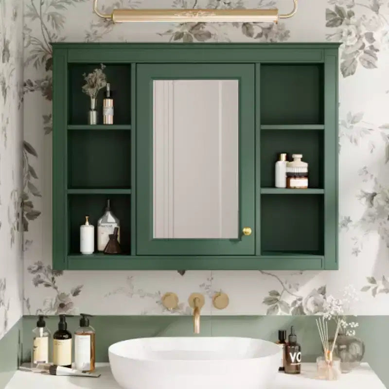 Armoire à pharmacie de 35'' x 27,5'', meuble de rangement mural pour salle de bain, armoire murale de salle de bain moderne avec miroir, armoire miroir avec 6 étagères ouvertes