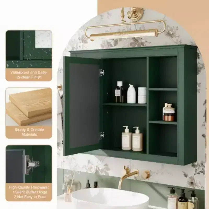 Armoire à pharmacie de 35'' x 27,5'', meuble de rangement mural pour salle de bain, armoire murale de salle de bain moderne avec miroir, armoire miroir avec 6 étagères ouvertes