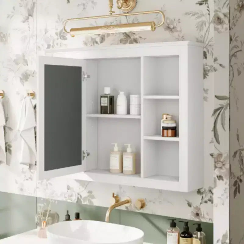 Armoire à pharmacie de 35'' x 27,5'', meuble de rangement mural pour salle de bain, armoire murale de salle de bain moderne avec miroir, armoire miroir avec 6 étagères ouvertes