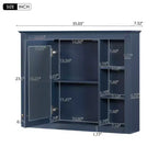 Armoire à pharmacie de 35'' x 27,5'', meuble de rangement mural pour salle de bain, armoire murale de salle de bain moderne avec miroir, armoire miroir avec 6 étagères ouvertes