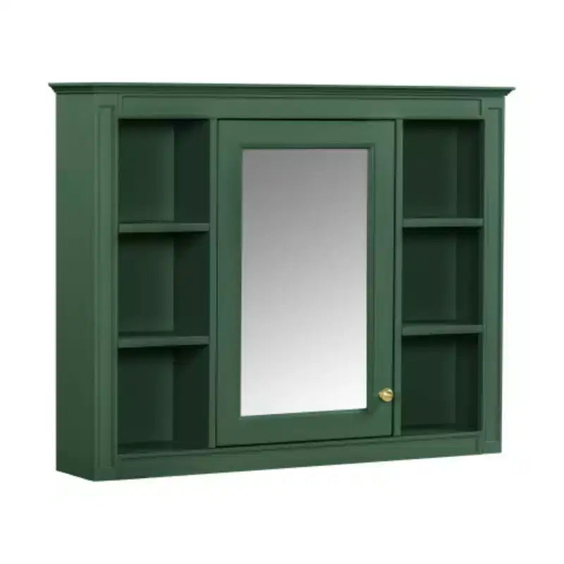 Armoire à pharmacie de 35'' x 27,5'', meuble de rangement mural pour salle de bain, armoire murale de salle de bain moderne avec miroir, armoire miroir avec 6 étagères ouvertes