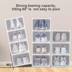 Boîte de rangement à chaussures transparente pliable et empilable avec ouverture frontale, rangement de baskets en plastique PP transparent pour placard, lot de 4