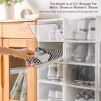 Boîte de rangement à chaussures transparente pliable et empilable avec ouverture frontale, rangement de baskets en plastique PP transparent pour placard, lot de 4