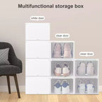 Boîte de rangement à chaussures transparente pliable et empilable avec ouverture frontale, rangement de baskets en plastique PP transparent pour placard, lot de 4