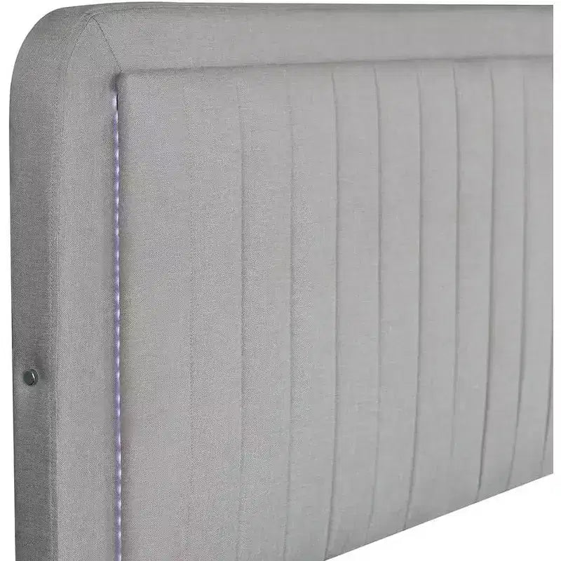 Lit rembourré Queen Size, tête de lit capitonnée réglable 43,5''/ 47,5'', 2 tiroirs, rangement pour chambre à coucher, beige