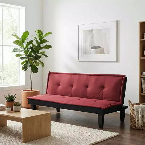 MAYEERTY 62.99 Faux Suede Convertible Futon Sofa Bed, 5-Position Adjustable Backrest Twin Sleeper Couch