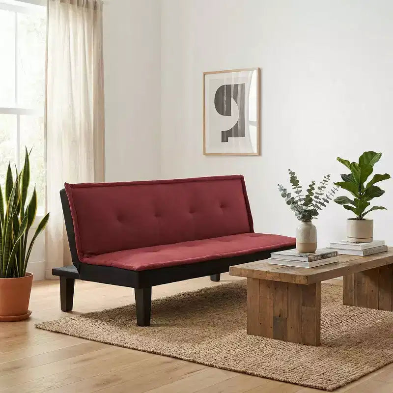 62,99 CHF Canapé-lit futon convertible en faux suède, dossier réglable 5 positions, canapé-lit jumeau