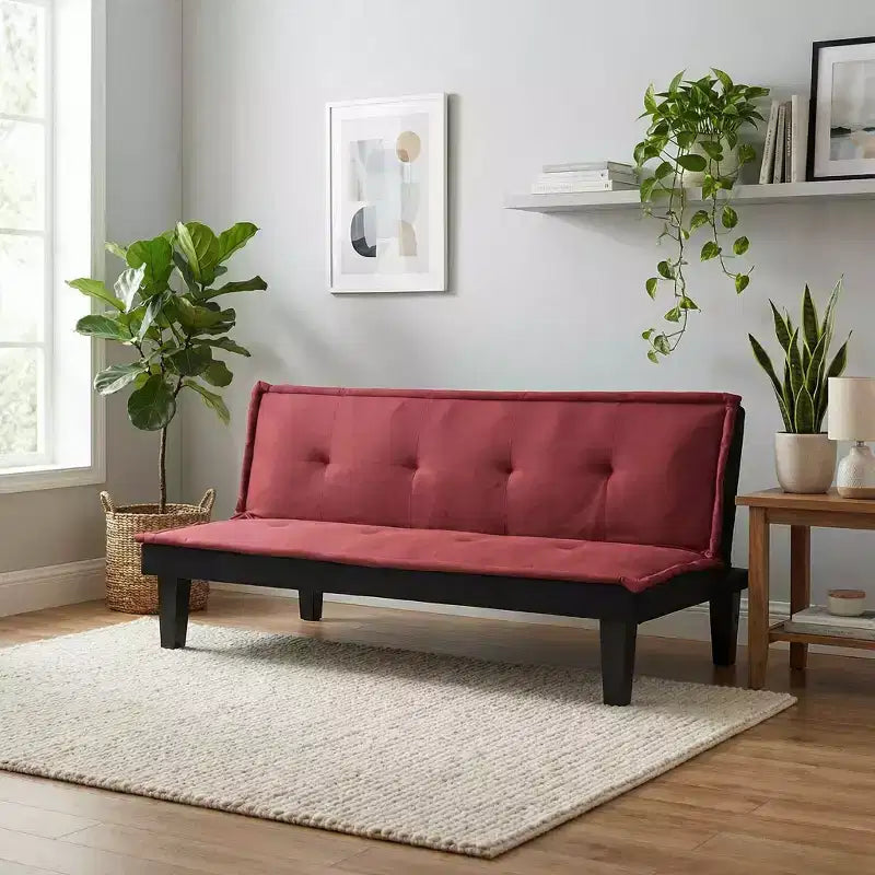 62,99 CHF Canapé-lit futon convertible en faux suède, dossier réglable 5 positions, canapé-lit jumeau