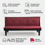 62,99 CHF Canapé-lit futon convertible en faux suède, dossier réglable 5 positions, canapé-lit jumeau