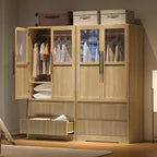 Armoire de chambre à coucher en bois, armoire de rangement avec 2 tiroirs, armoire autoportante avec étagères et tringle de suspension