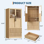 Armoire de chambre à coucher en bois, armoire de rangement avec 2 tiroirs, armoire autoportante avec étagères et tringle de suspension