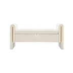 Banc de bout de lit moderne avec accoudoirs et rangement, grand repose-pieds rembourré, banc de fenêtre confortable pour le salon, crème