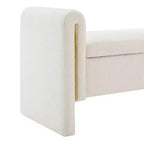 Banc de bout de lit moderne avec accoudoirs et rangement, grand repose-pieds rembourré, banc de fenêtre confortable pour le salon, crème