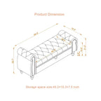 Banc de lit pour chambre à coucher, méridienne capitonnée avec rangement, banc rembourré en velours, bleu marine