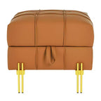 Banc de rangement ottoman en cuir anti-rayures de 22 pouces, banc d'entrée respectueux des animaux avec pieds en acier inoxydable doré, orange