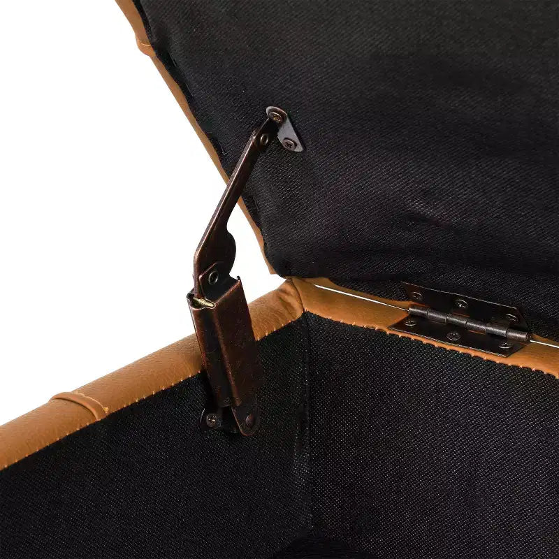 Banc de rangement ottoman en cuir anti-rayures de 22 pouces, banc d'entrée respectueux des animaux avec pieds en acier inoxydable doré, orange