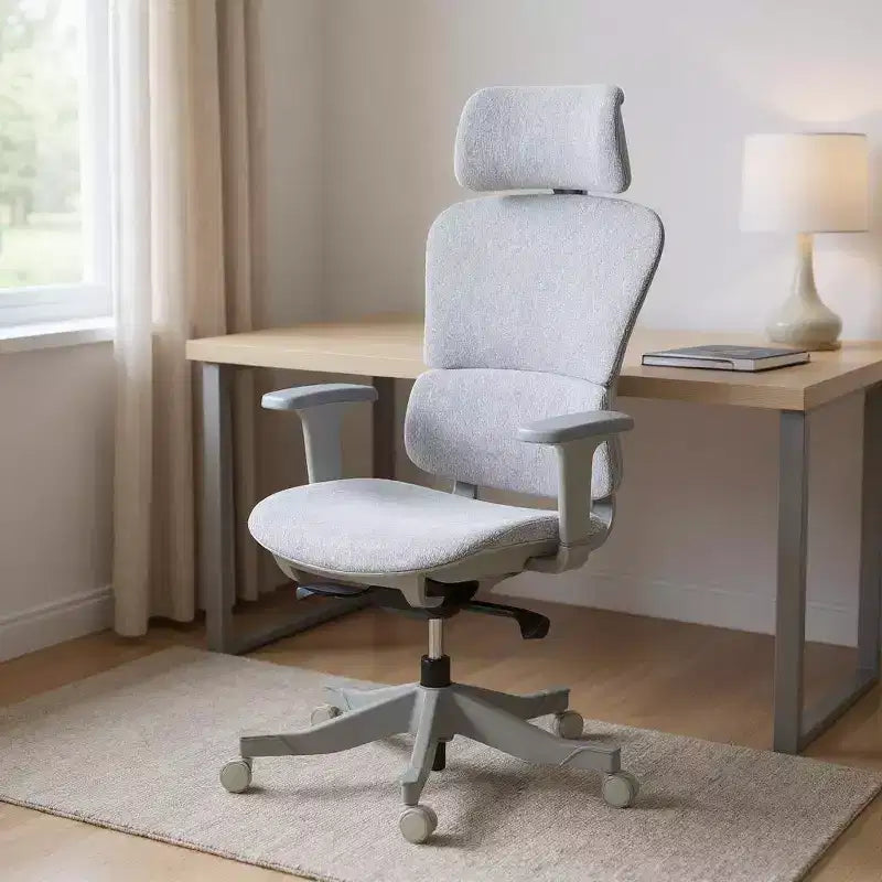 Lot de 2 chaises de bureau grises réglables en hauteur, pivotantes et à roulettes
