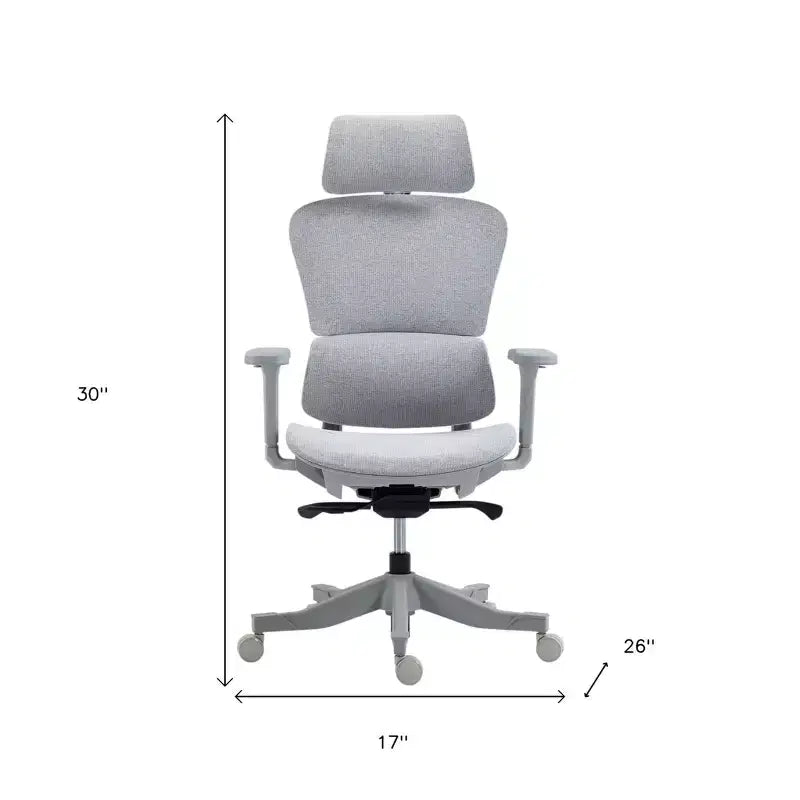Lot de 2 chaises de bureau grises réglables en hauteur, pivotantes et à roulettes