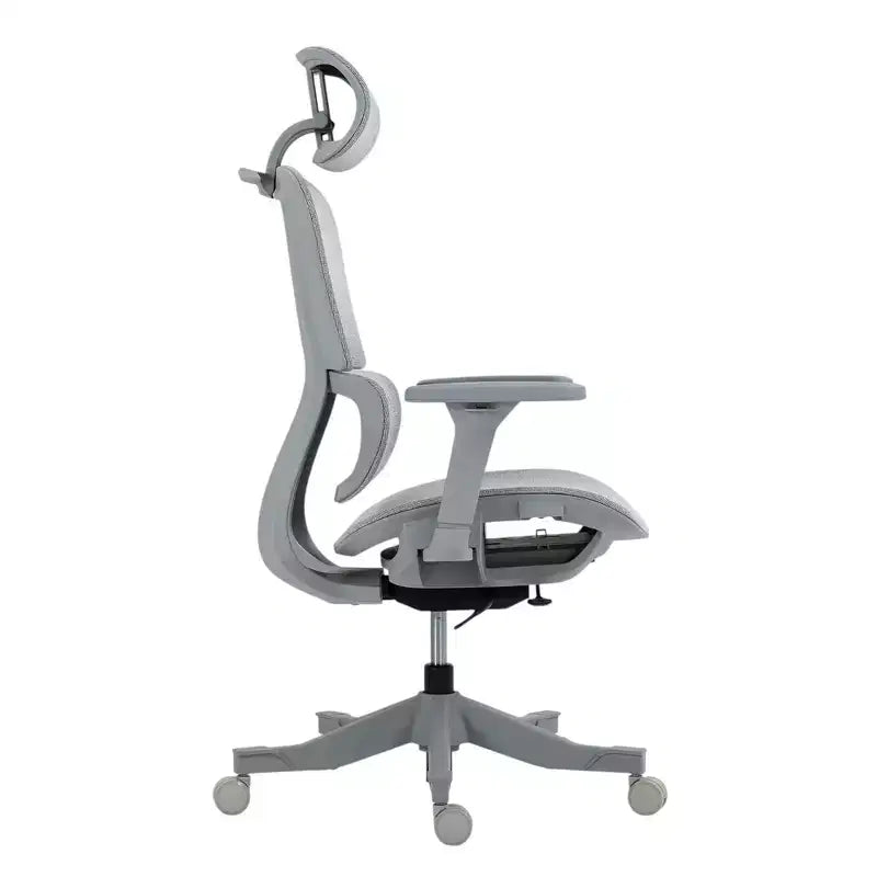Lot de 2 chaises de bureau grises réglables en hauteur, pivotantes et à roulettes