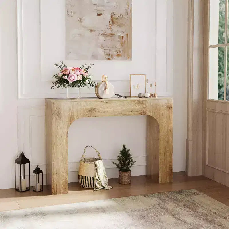 Console rustique de ferme - Table d'entrée étroite en bois derrière le canapé, Meuble de couloir rustique et fin pour salons, vestibules et appartements