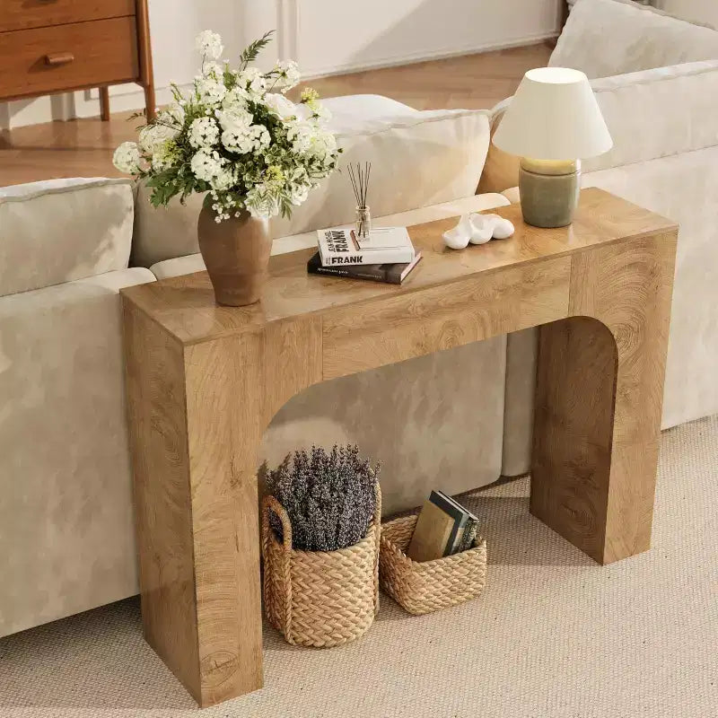 Console rustique de ferme - Table d'entrée étroite en bois derrière le canapé, Meuble de couloir rustique et fin pour salons, vestibules et appartements