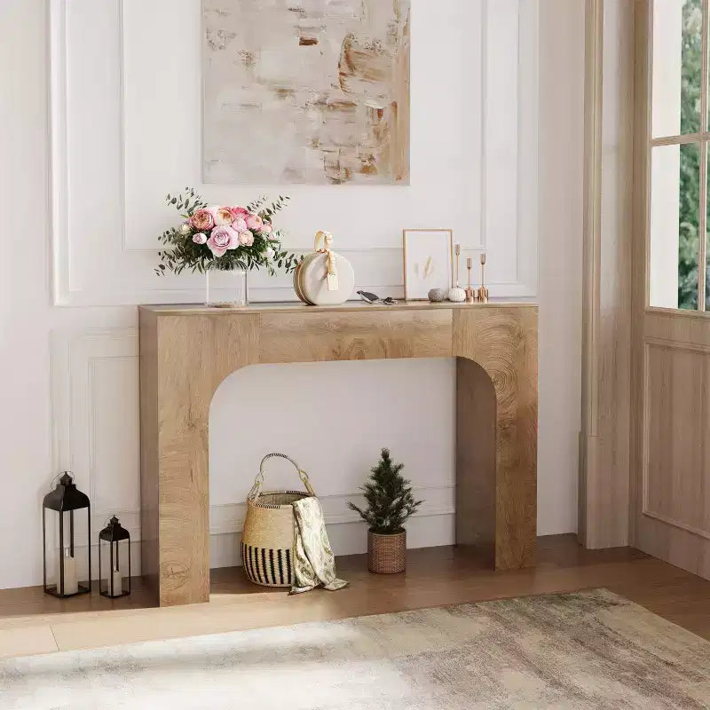 Console rustique de ferme - Table d'entrée étroite en bois derrière le canapé, Meuble de couloir rustique et fin pour salons, vestibules et appartements