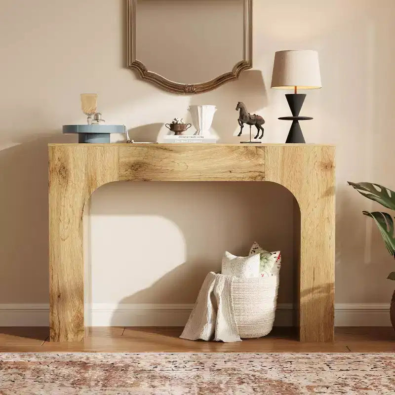 Console rustique de ferme - Table d'entrée étroite en bois derrière le canapé, Meuble de couloir rustique et fin pour salons, vestibules et appartements