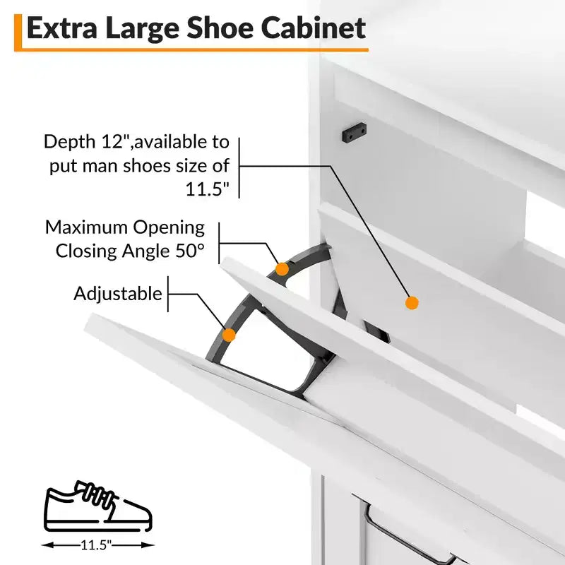 Meuble à chaussures avec 4 tiroirs basculants Meuble de rangement à chaussures dissimulé avec rangement ouvert pour l'entrée, le couloir, la chambre à coucher Organiseur de chaussures