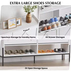 Meuble à chaussures avec 4 tiroirs basculants Meuble de rangement à chaussures dissimulé avec rangement ouvert pour l'entrée, le couloir, la chambre à coucher Organiseur de chaussures