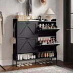 Meuble à chaussures avec 4 tiroirs basculants Meuble de rangement à chaussures dissimulé avec rangement ouvert pour l'entrée, le couloir, la chambre à coucher Organiseur de chaussures