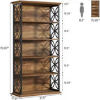 Étagère à 6 niveaux, bibliothèque de 180 cm de haut avec cadre en métal, étagères de rangement ouvertes autoportantes pour bureau, salon, chambre à coucher