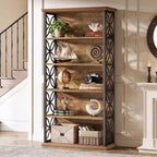 Étagère à 6 niveaux, bibliothèque de 180 cm de haut avec cadre en métal, étagères de rangement ouvertes autoportantes pour bureau, salon, chambre à coucher