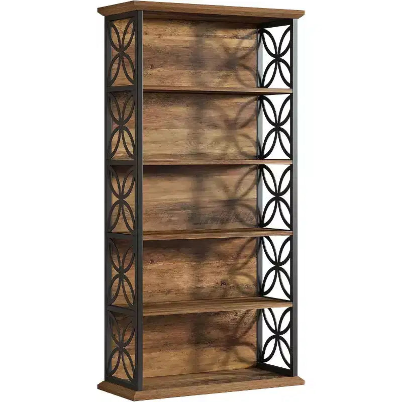 Étagère à 6 niveaux, bibliothèque de 180 cm de haut avec cadre en métal, étagères de rangement ouvertes autoportantes pour bureau, salon, chambre à coucher