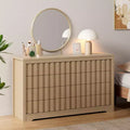 GustoWave Fluted Dresser for Bedroom with 8 Drawers,Chest of Drawers,Wooden Dresser TV Stand, Wood Clothes Closet Organizer with Deep Storage