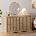 GustoWave Fluted Dresser for Bedroom with 8 Drawers,Chest of Drawers,Wooden Dresser TV Stand, Wood Clothes Closet Organizer with Deep Storage