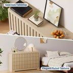 Commode cannelée pour chambre à coucher avec 8 tiroirs, commode de rangement, meuble TV en bois, organisateur de garde-robe en bois avec grand espace de rangement