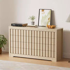 Commode cannelée pour chambre à coucher avec 8 tiroirs, commode de rangement, meuble TV en bois, organisateur de garde-robe en bois avec grand espace de rangement